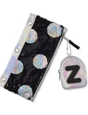Girls Holographic Initial Backpack Pouch