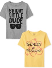 Baby And Toddler Boys Genius Graphic Tee 2-Pack