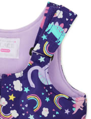 Toddler Girls Print Snow Overalls