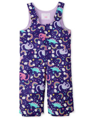 Toddler Girls Print Snow Overalls
