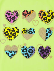 Camiseta con gráfico de corazón de leopardo para niñas