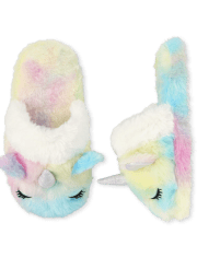 Chaussons licorne arc-en-ciel tie-dye pour fille