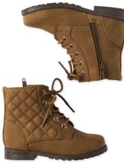 Toddler Girls Quilted Lace Up Booties