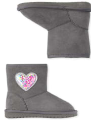 Toddler Girls Shakey Heart Faux Suede Boots