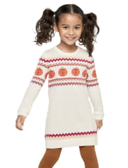 Baby And Toddler Girls Pumpkin Fairisle Sweater Dress