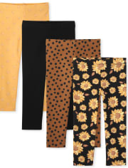 Toddler Girls Sunflower Leggings 4-Pack