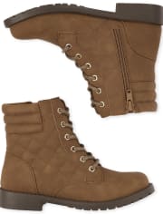 Girls Quilted Lace Up Booties