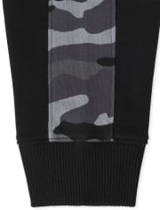 Boys Camo Side Stripe Fleece Jogger Pants