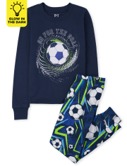 Boys Glow Soccer Snug Fit Cotton Pajamas