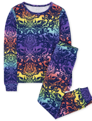 Girls Rainbow Unicorn Snug Fit Cotton Pajamas