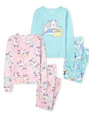 Girls Sheep Llama Snug Fit Cotton Pajamas 2-Pack