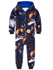 Pijama de una pieza de forro polar espacial para niños