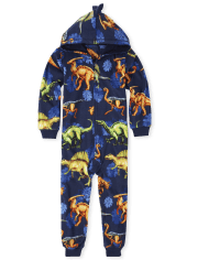 Boys Dino Fleece One Piece Pajamas