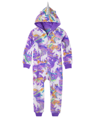 Girls Unicorn Fleece One Piece Pajamas
