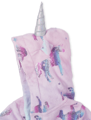 Peignoir en polaire licorne fleuret pour filles