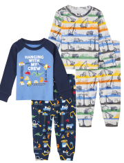 Paquete de 2 pijamas de algodón de ajuste ceñido para bebés y niños pequeños