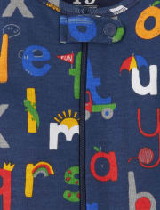 Pijama unisex de una pieza de algodón con ajuste ceñido del alfabeto para bebés y niños pequeños