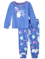 Baby And Toddler Girls Polar Bear Snug Fit Cotton Pajamas
