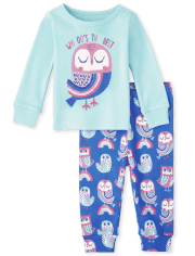 Baby And Toddler Girls Owl Snug Fit Cotton Pajamas