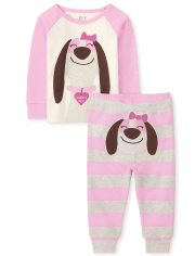 Pijamas de algodón ajustados para bebés y niñas pequeñas