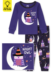 Baby And Toddler Girls Glow Night Owl Snug Fit Cotton Pajamas