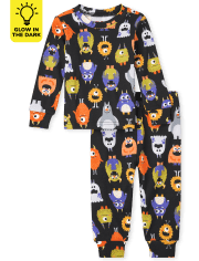 Unisex Baby And Toddler Glow Monster Mashup Snug Fit Cotton Pajamas