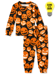 Unisex Baby And Toddler Matching Family Glow Pumpkin Snug Fit Cotton Pajamas