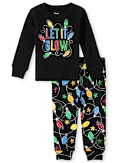 Pijama de algodón unisex para bebés y niños pequeños a juego con la familia Let it Glow Snug Fit