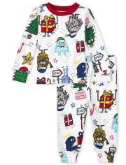 Pijama de algodón unisex para bebés y niños pequeños Monster Snug Fit
