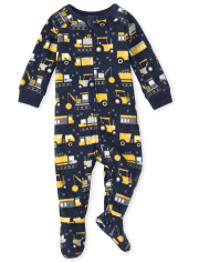 Baby And Toddler Boys Construction Fleece One Piece Pajamas