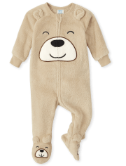 Unisex Baby And Toddler Bear Fleece One Piece Pajamas