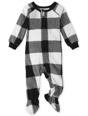 Unisex Baby And Toddler Matching Family Buffalo Plaid Fleece One Piece Pajamas