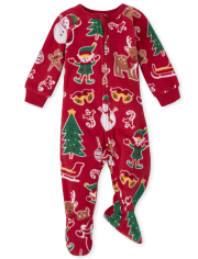 Unisex Baby And Toddler Matching Family Holiday Fleece One Piece Pajamas