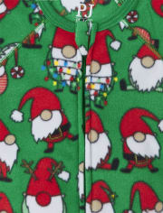 Pijama de una pieza de forro polar unisex para bebés y niños pequeños a juego con gnomos navideños