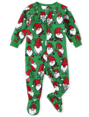 Pijama de una pieza de forro polar unisex para bebés y niños pequeños a juego con gnomos navideños