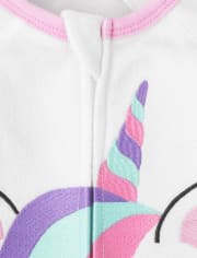 Pijama de una pieza de forro polar de unicornio para bebés y niñas pequeñas