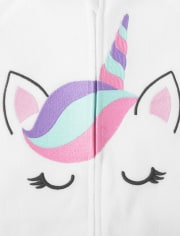 Pijama de una pieza de forro polar de unicornio para bebés y niñas pequeñas