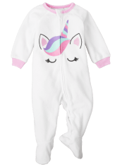 Pijama de una pieza de forro polar de unicornio para bebés y niñas pequeñas