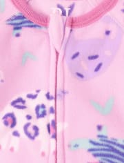 Pijama de una pieza de forro polar con diseño de leopardo Dino para bebés y niñas pequeñas, paquete de 2