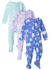 Baby And Toddler Girls Polar Bear Snug Fit Cotton One Piece Pajamas 3-Pack