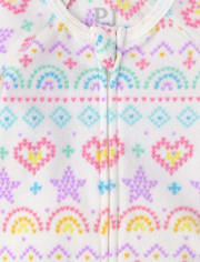 Paquete de 2 pijamas de una pieza de forro polar con diseño de arcoíris para niñas pequeñas y bebés