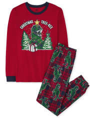 Unisex Adult Matching Family Christmas Tree-Rex Cotton Pajamas