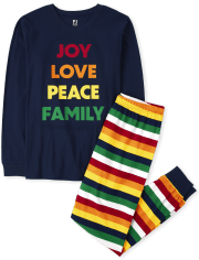 Unisex Adult Matching Family Peace Love Joy Cotton  Pajamas