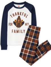 Unisex Kids Matching Family Turkey Snug Fit Cotton Pajamas