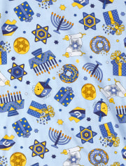 Unisex Kids Matching Family Hanukkah Long Sleeve Menorah Print Snug Fit Cotton Pajamas BLUE The Children s Place CA