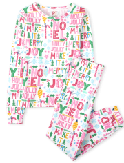 Girls Mommy And Me Make it Merry Snug Fit Cotton Pajamas