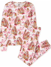 Girls Gingerbread House Snug Fit Cotton Pajamas