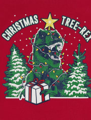 Kids Matching Family Christmas Tree-Rex Snug Fit Cotton Pajamas