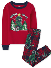 Unisex Kids Matching Family Christmas Long Sleeve Christmas Tree Rex Snug Fit Cotton Pajamas RED The Children s Place CA