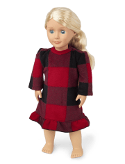 Doll Mommy And Me Buffalo Plaid Ruffle Nightgown